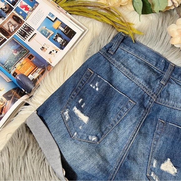 One Teaspoon Hawks Relaxed Fit High Rise Twisted Cuff Women’s Denim Shorts Sz 24 - Picture 11 of 11